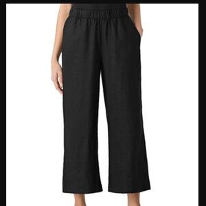 Eileen Fisher Black Sandwashed Tencel Cropped Pants XL